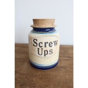 Vintage Stoneware Dr. Brophy’s Word Jar "Screw Ups" Hand Thrown Pottery Jar